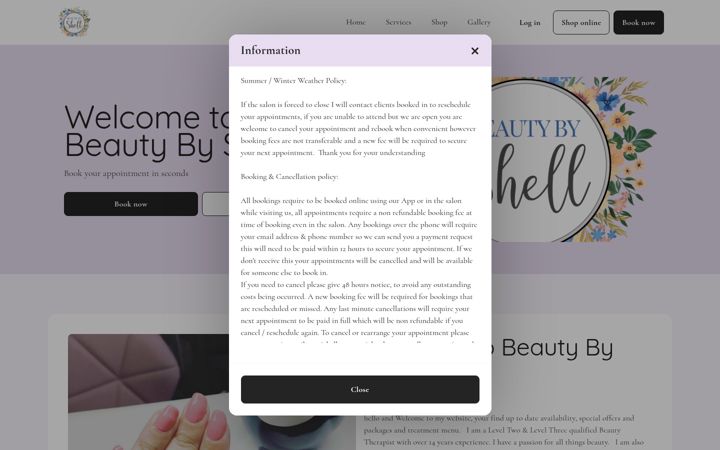 Screenshot of beautybyshell.co.uk