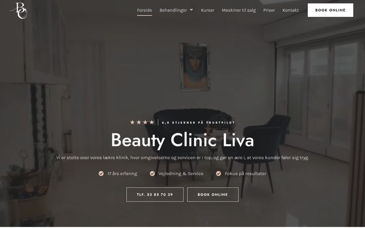 Screenshot of beautyclinic-liva.dk