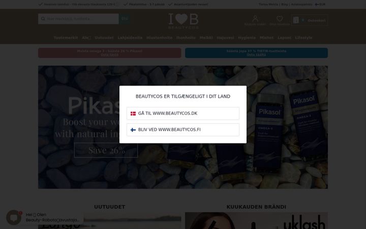 Captură de ecran a beautycos.fi