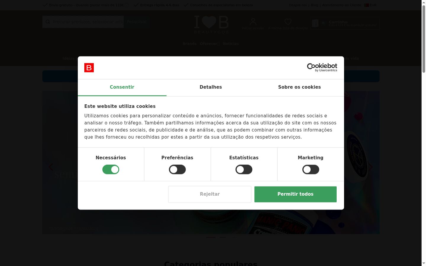 Snímka obrazovky banera súhlasu zobrazeného pred akoukoľvek interakciou