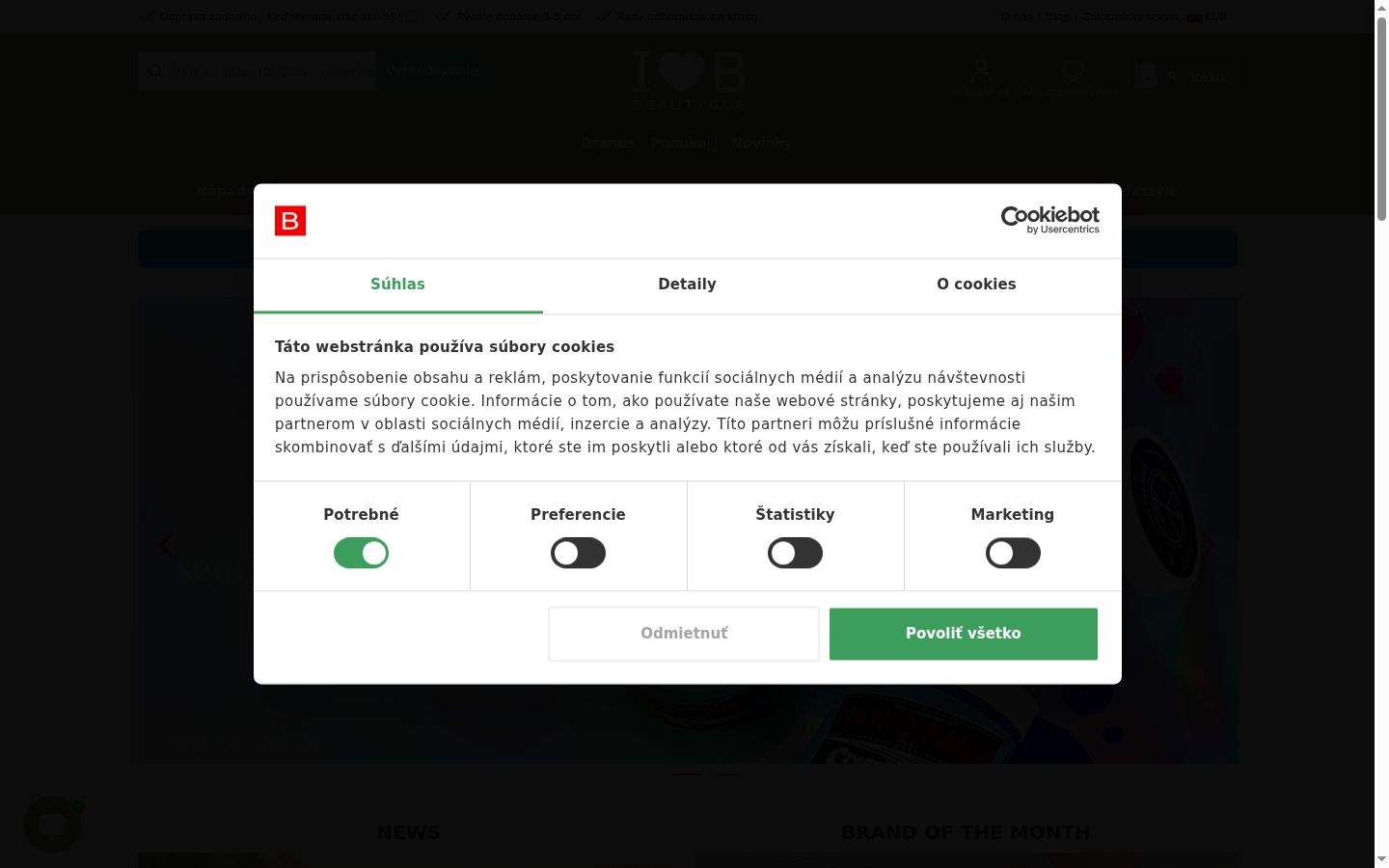 Snímek obrazovky baneru souhlasu zobrazeného před jakoukoli interakcí