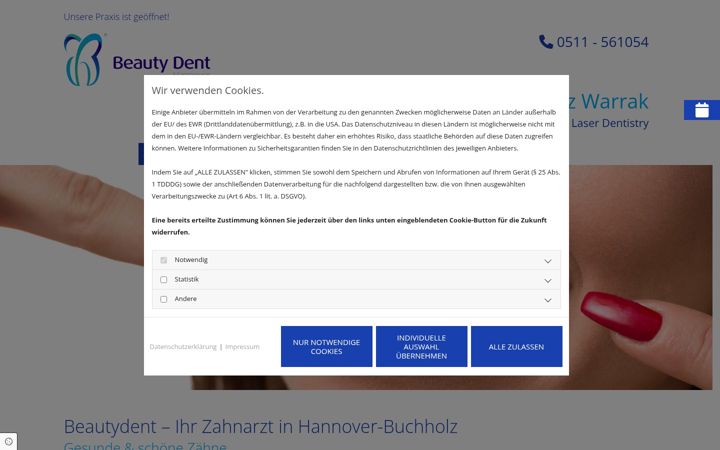 Screenshot of beautydent-hannover.de