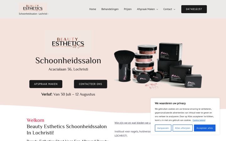 Screenshot of beautyesthetics.be