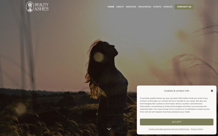 Screenshot του beautyfromashesministries.org