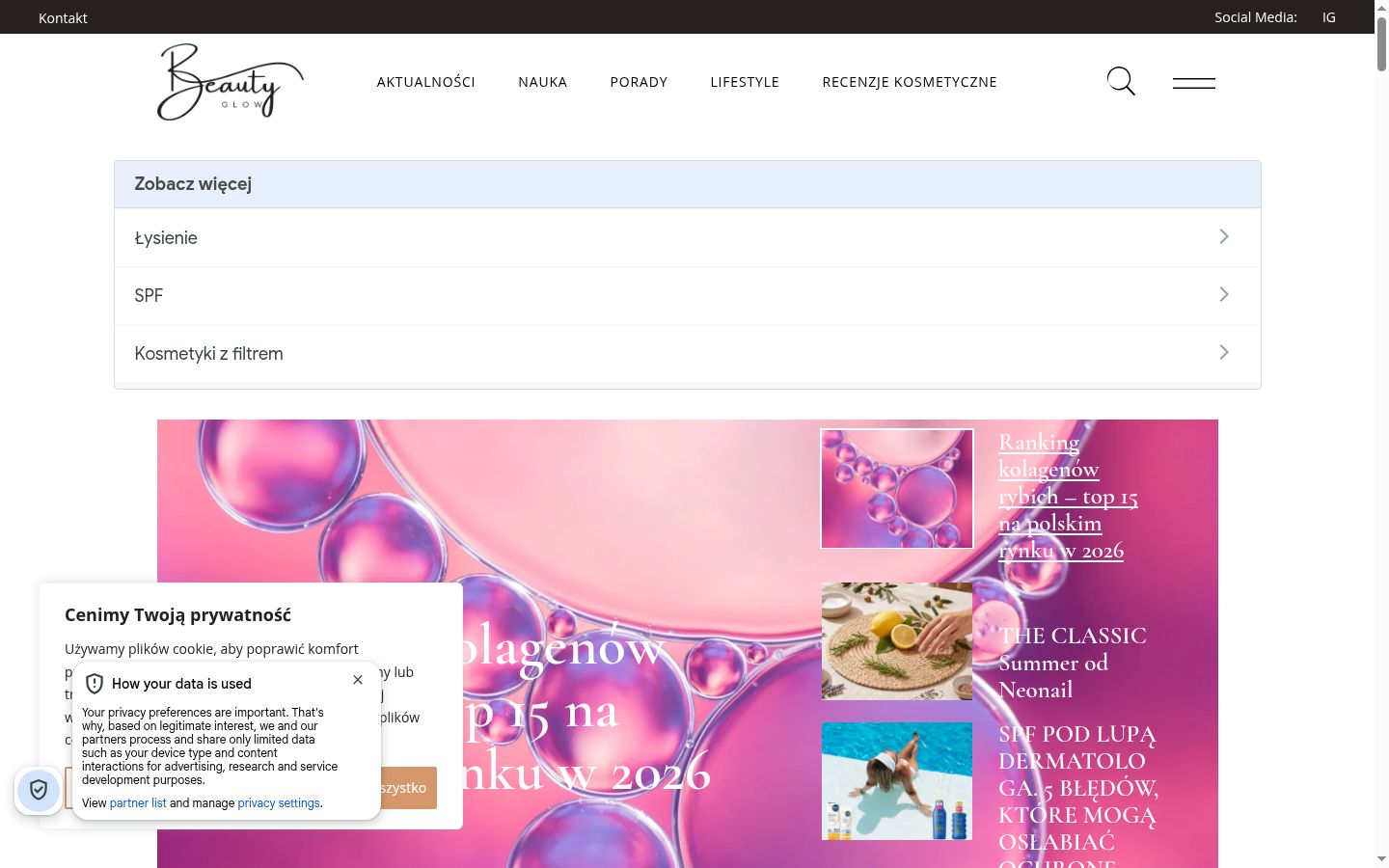 Screenshot del banner di consenso mostrato prima di qualsiasi interazione