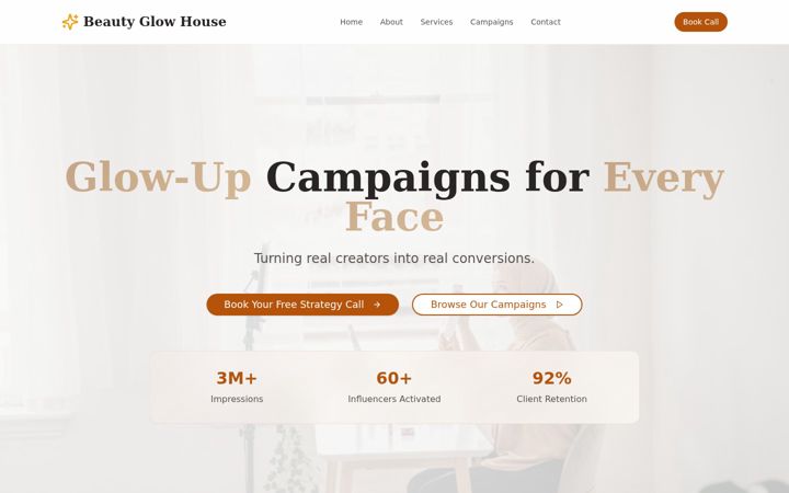 Screenshot of beautyglowhouse-agency.com
