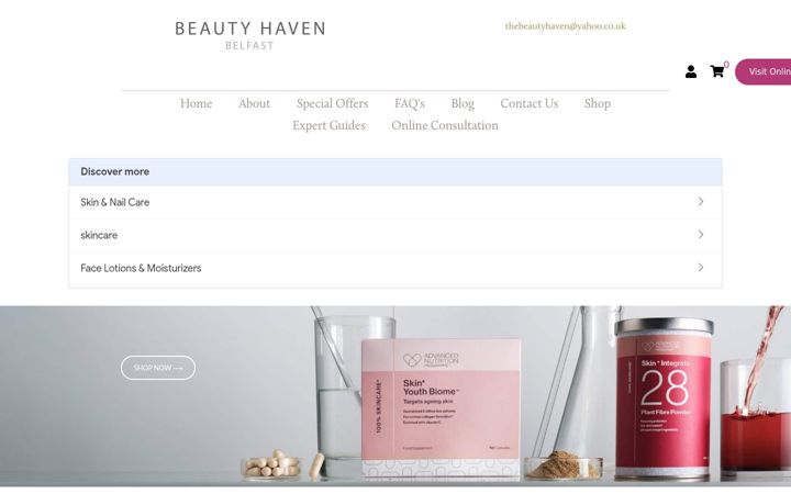 Screenshot of beautyhavenbelfast.com