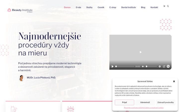 Snímek obrazovky beautyinstitute.sk