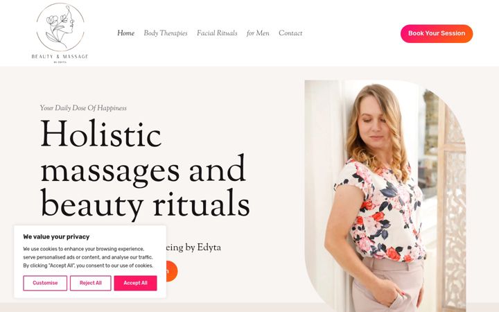 Screenshot of beautymassagebyedyta.co.uk