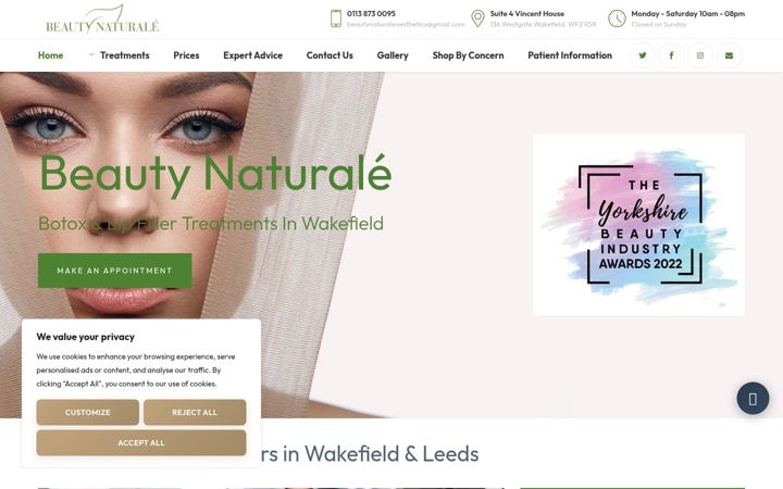 Screenshot of beautynaturaleaesthetics.com