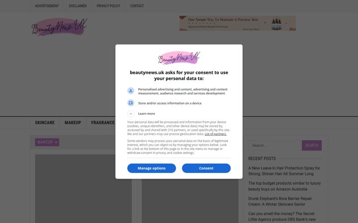 Screenshot ta' beautynews.uk