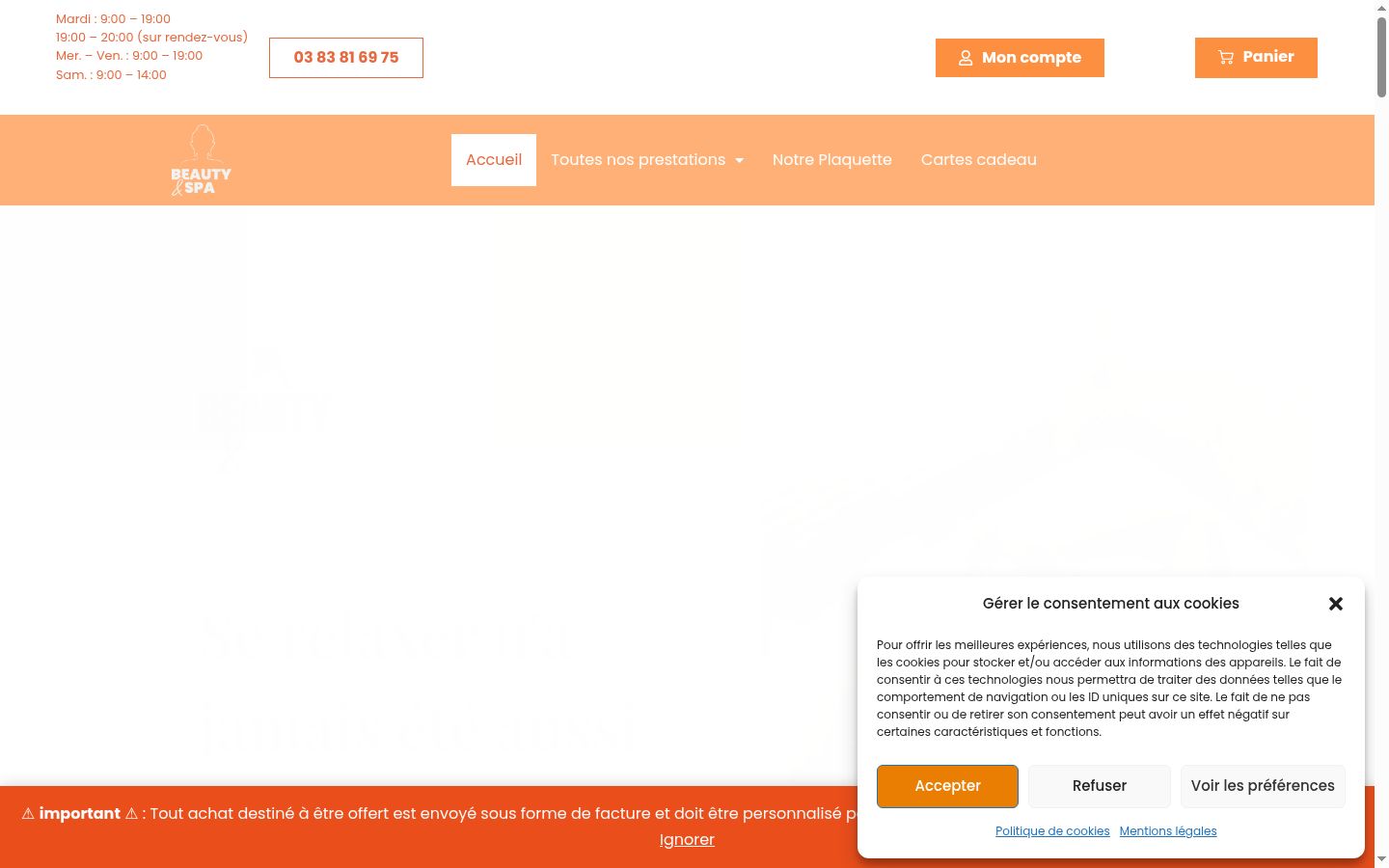 Captura de pantalla del banner de consentimiento mostrado antes de cualquier interacción
