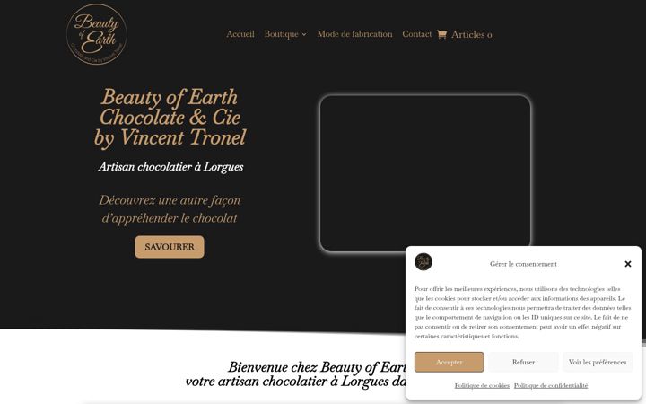 Screenshot of beautyofearthchocolates.com