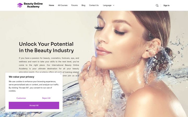 Screenshot of beautyonlineacademy.com