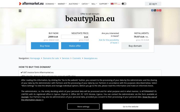 Screenshot stránky beautyplan.eu