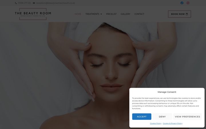 Screenshot ta' beautyroomexmouth.co.uk