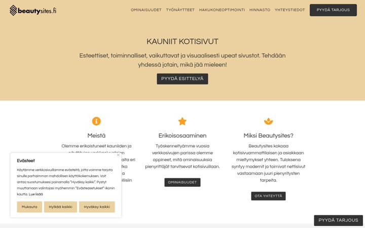 Screenshot of beautysites.fi