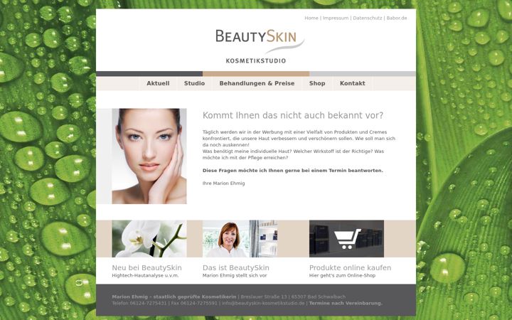 Screenshot of beautyskin-kosmetikstudio.de