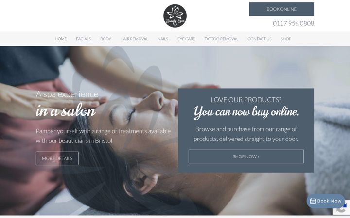 Screenshot of beautyspot-bristol.co.uk