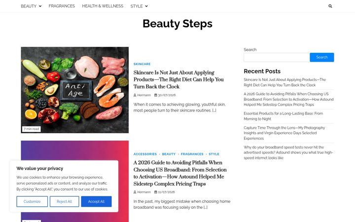 Screenshot of beautysteps.net