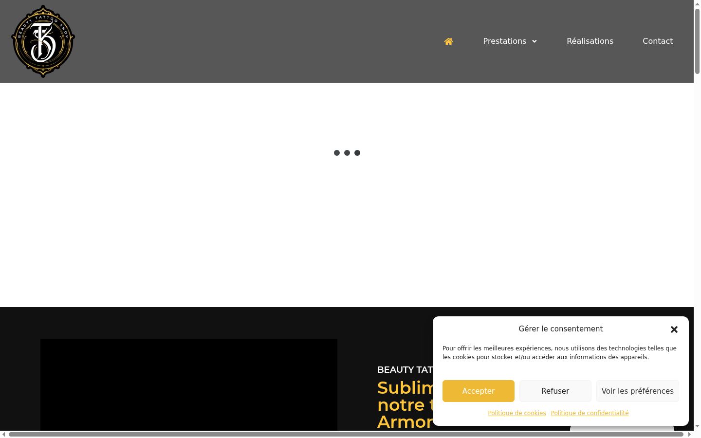 Captura de ecrã do banner de consentimento apresentado antes de qualquer interação