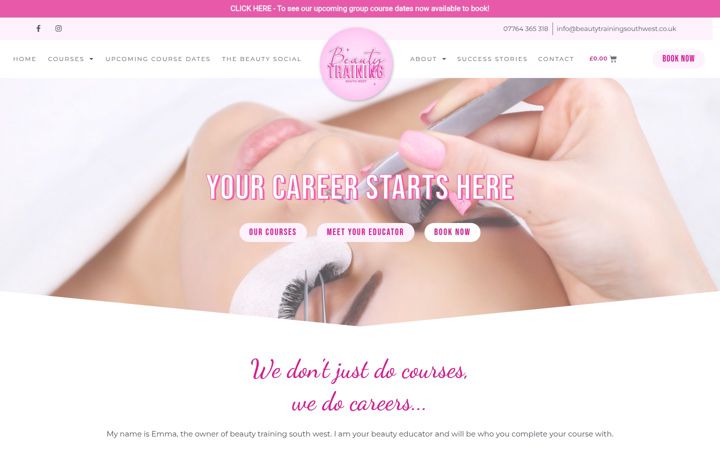 Screenshot of beautytrainingsouthwest.co.uk