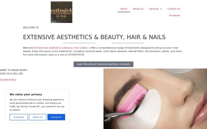 Screenshot of beautytreatmentholmeschapel.co.uk