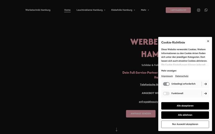 Screenshot of beautywerbung-hamburg.de