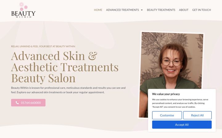 Screenshot of beautywithinsalons.com