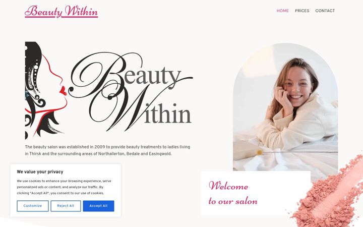 Screenshot of beautywithinthirsk.co.uk