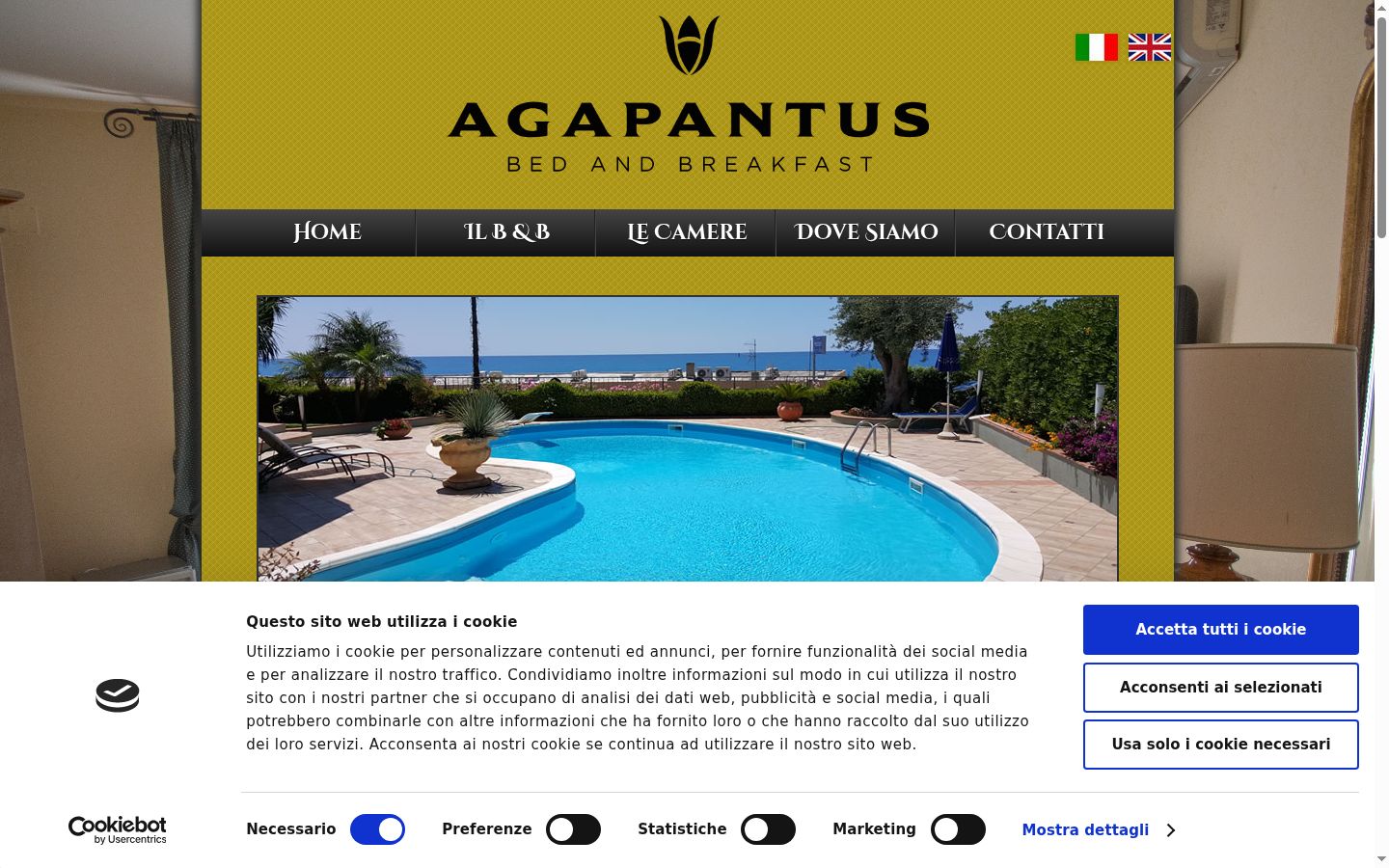 Screenshot del banner di consenso mostrato prima di qualsiasi interazione