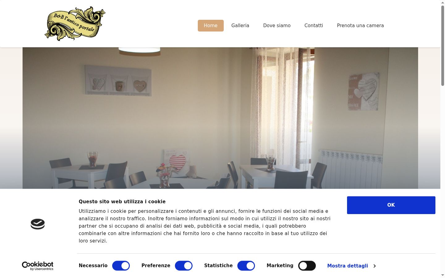 Screenshot del banner di consenso mostrato prima di qualsiasi interazione