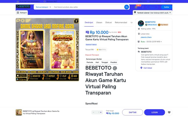Screenshot of bebetoto.com