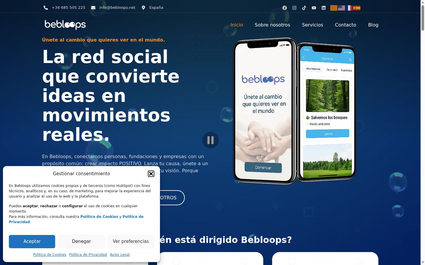 Screenshot del banner di consenso mostrato prima di qualsiasi interazione