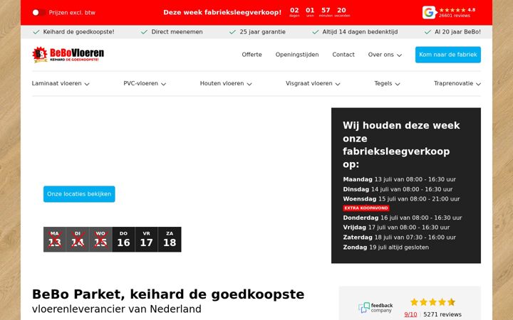 Posnetek zaslona beboparket.nl