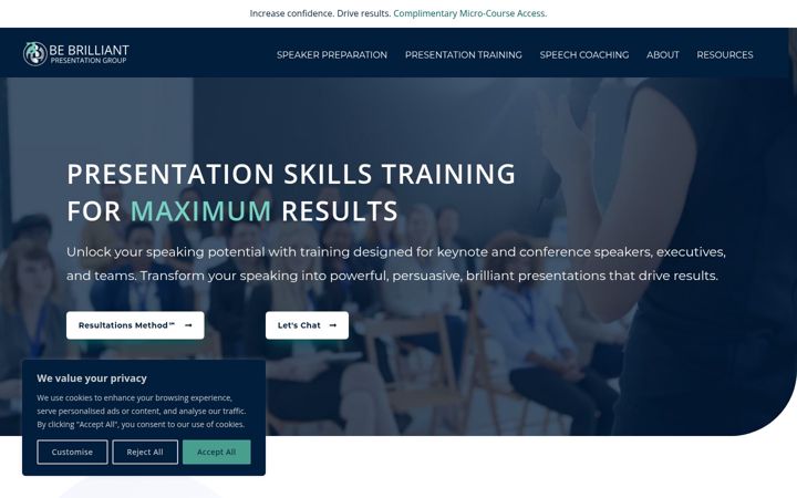 Screenshot of bebrilliantpresentationgroup.com