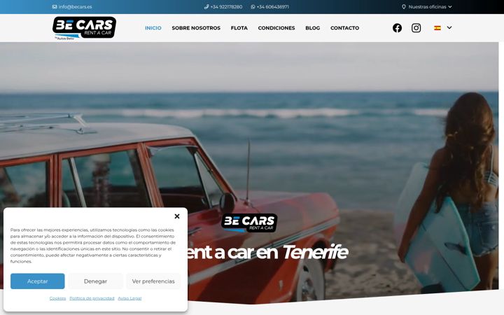 Kuvakaappaus sivustosta becars.es