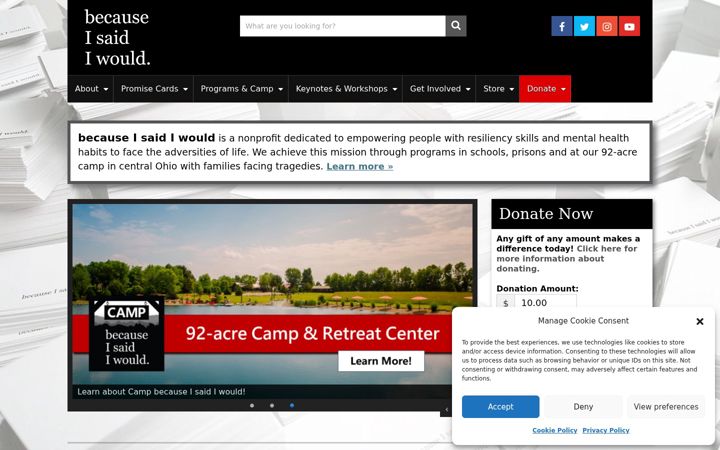 Screenshot of becauseisaidiwould.org