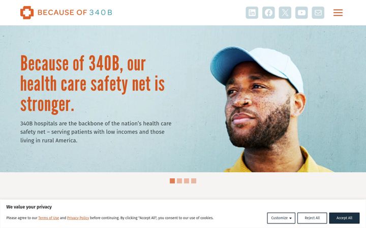 Screenshot of becauseof340b.org
