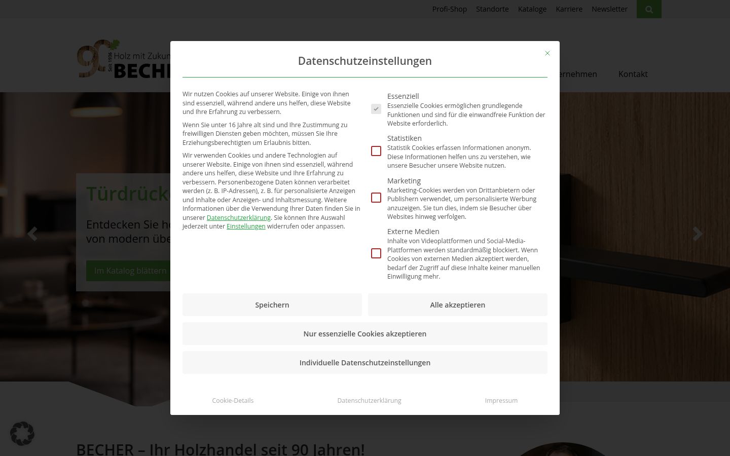 Skærmbillede af samtykkebanneret, som det blev vist før nogen interaktion