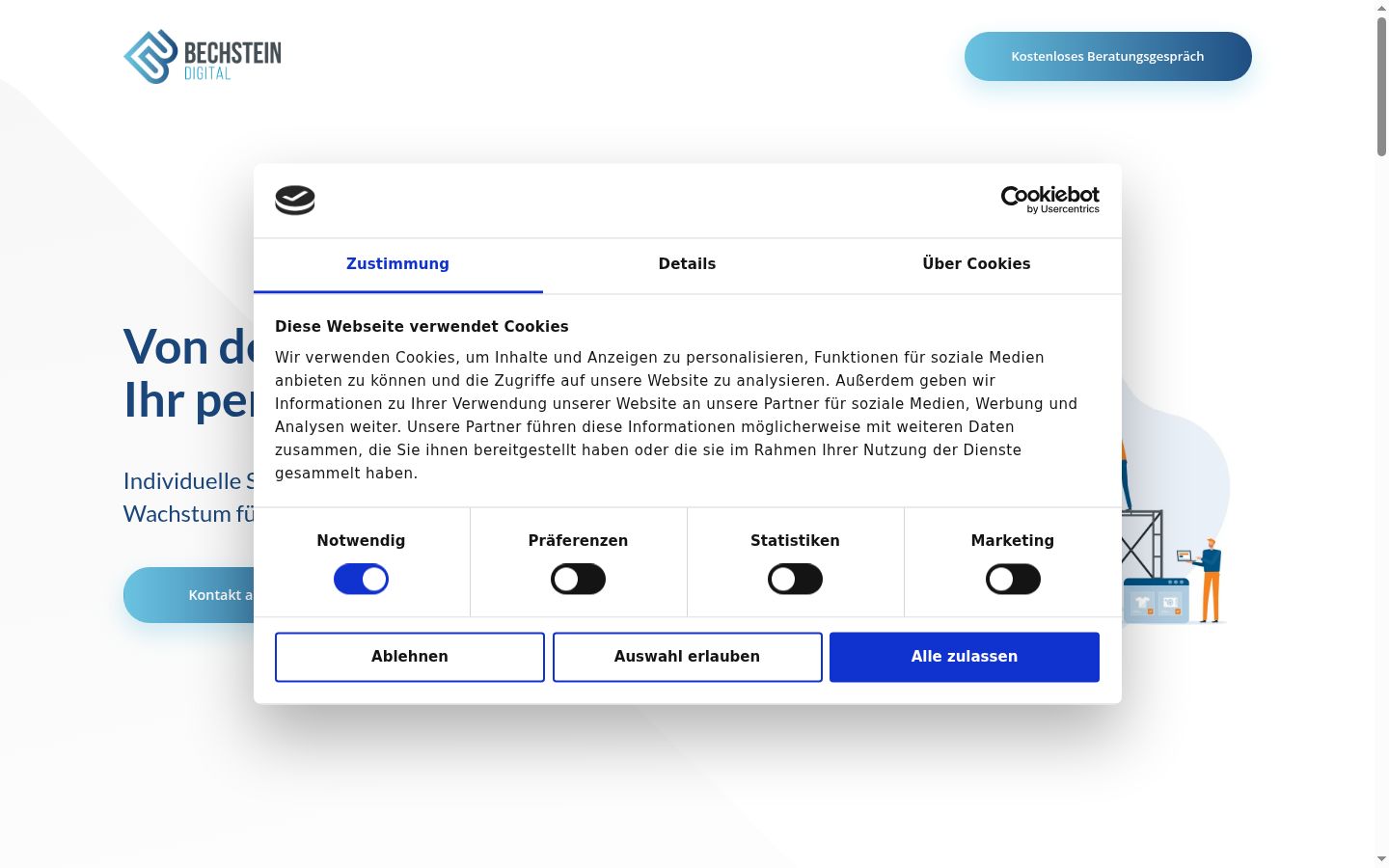 Ekrānuzņēmums ar piekrišanas baneri, kas tika rādīts pirms jebkādas mijiedarbības