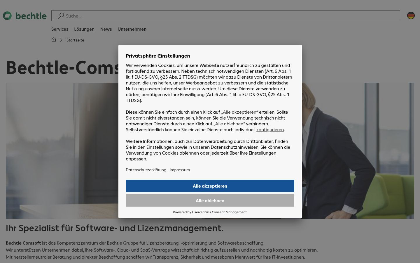 Screenshot tal-banner tal-kunsens muri qabel kwalunkwe interazzjoni