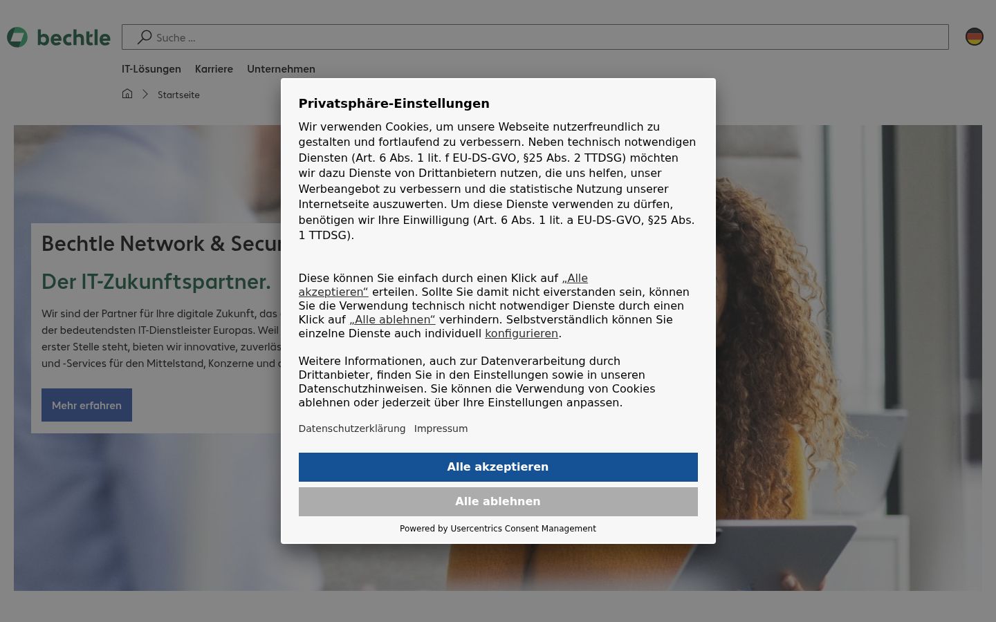 Screenshot of the consent banner shown before any interaction