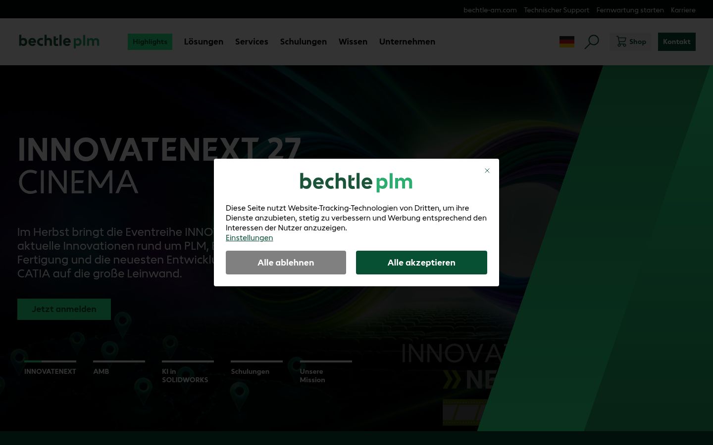 Screenshot of the consent banner shown before any interaction