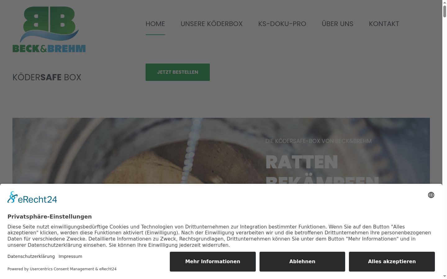 Screenshot des Einwilligungsbanners vor jeglicher Interaktion