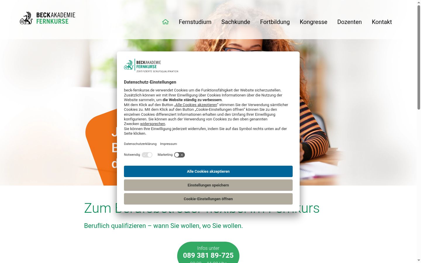 Screenshot van de toestemmingsbanner zoals getoond vóór enige interactie