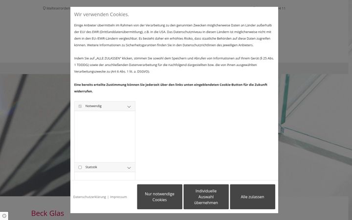 Screenshot of beck-glas.de