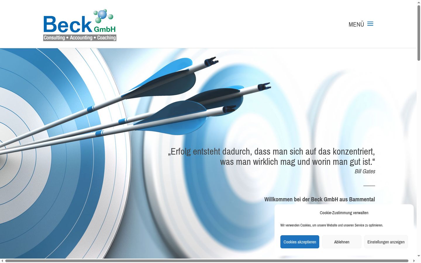 Screenshot des Einwilligungsbanners vor jeglicher Interaktion