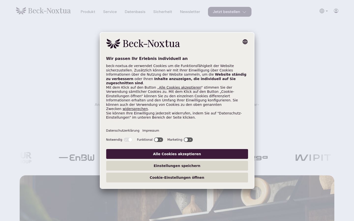 Screenshot des Einwilligungsbanners vor jeglicher Interaktion