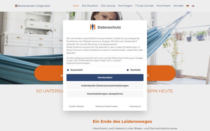 Zrzut ekranu beckenboden-diagnostik.de